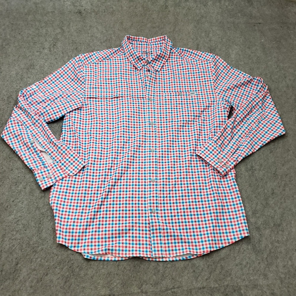 Field & Stream Shirt Mens XL Red Blue Outdoors Lightweight Button Vented Hiking